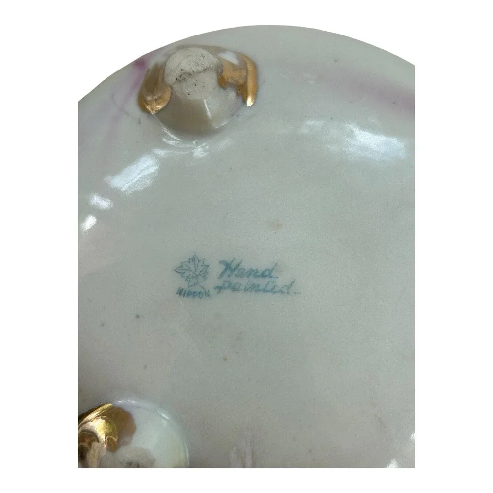 Antique Morimura Gumi Porcelain Gold Leaf Floral‎ Vase -Maple Leaf Nippon